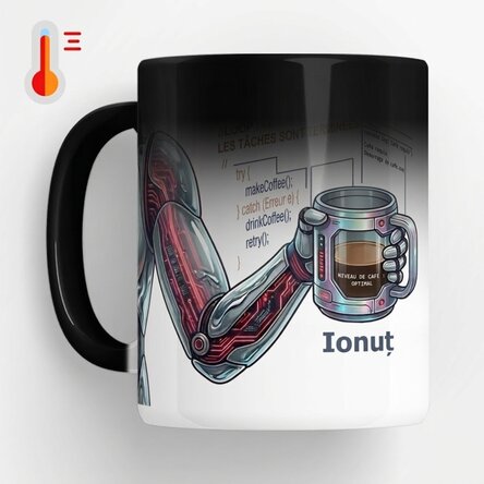 Tasse thermosensible personnalisée avec texte - Programmateur