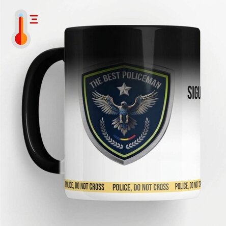 Tasse thermosensible personnalisée avec inscription - « Le meilleur policier »
