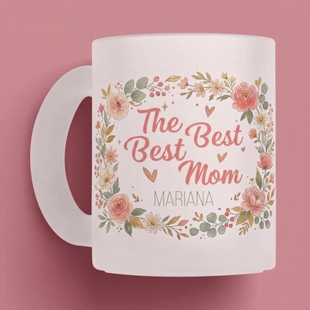 Gobelet en verre mat personnalisé avec inscription - « La meilleure maman »