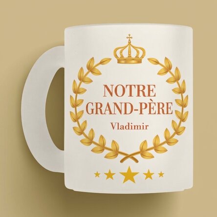 Gobelet en verre mat personnalisé avec inscription - Notre grand-père