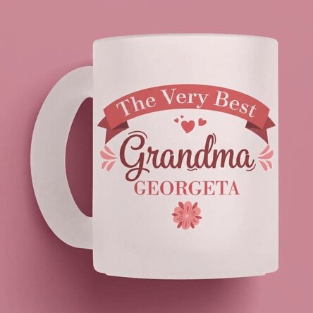 Tasse en verre mat personnalisée avec inscription - « La meilleure grand-mère »