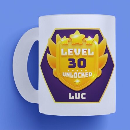Tasse personnalisée avec un message d'anniversaire - Level Unlocked