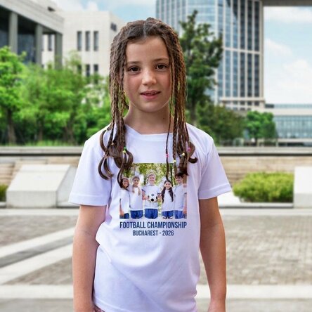T-shirt de sport pour enfants personnalisé avec une photo et un texte