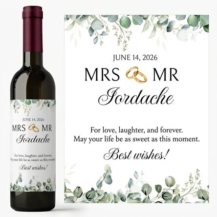 Vin personnalisé avec un message - Mrs & Mr