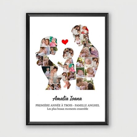 Tableau personnalisé avec un texte et 33 photos - Famille
