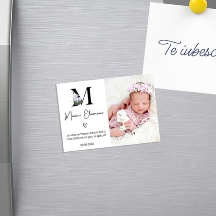 Aimant personnalisé de 10 x 7 cm avec une photo et un texte - Souvenir de baptême