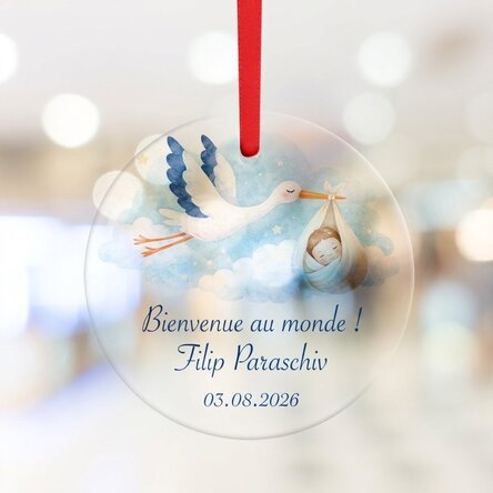 Décoration ronde personnalisée avec inscription - Bienvenue dans ce monde
