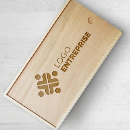 Coffret cadeau personnalisé en bois avec logo