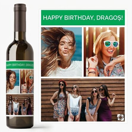Vin personnalisé avec 3 photos et un texte