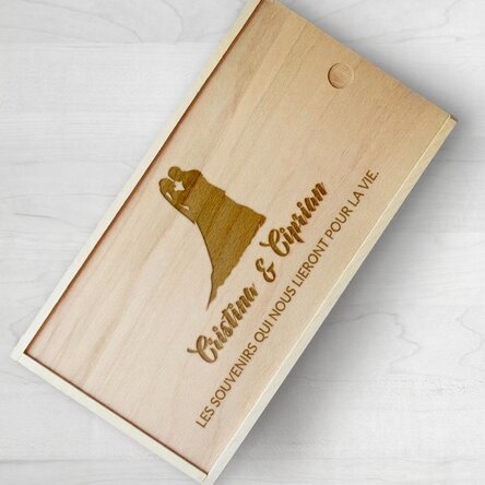 Coffret cadeau personnalisé en bois - Nos souvenirs