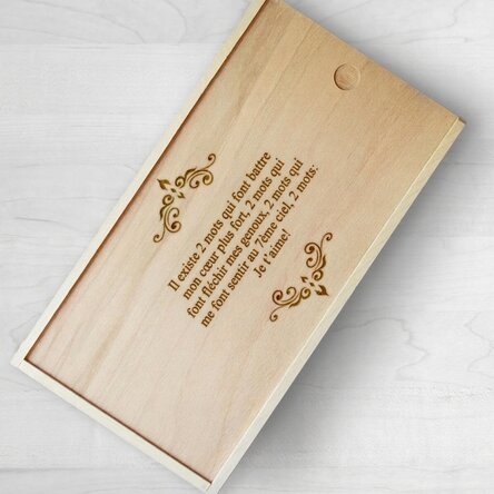 Coffret cadeau personnalisé en bois avec message