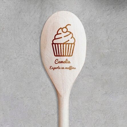 Cuillère en bois personnalisée - Muffins Expert