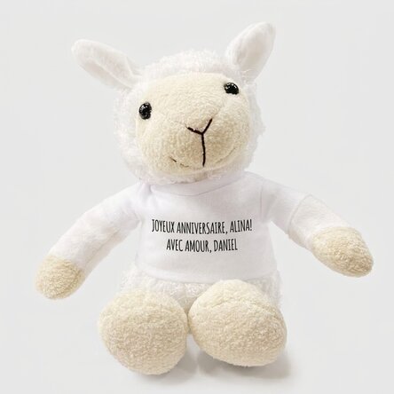 Peluche de mouton personnalisée avec un message