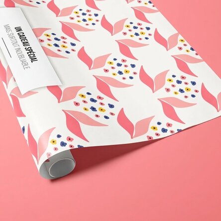 Papier d'emballage cadeau personnalisé avec texte - Floricele