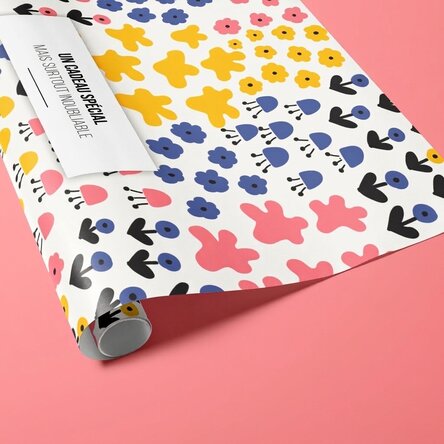 Papier d'emballage cadeau personnalisé avec texte - Modèle coloré