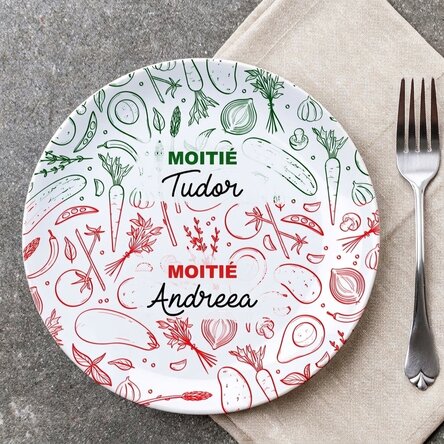 Assiette personnalisée avec inscription - À moitié