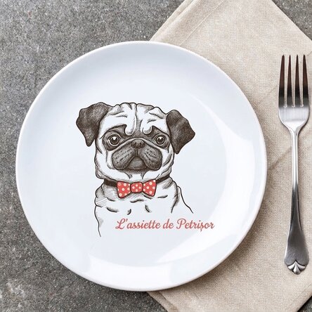 Assiette personnalisée avec inscription - Pug life