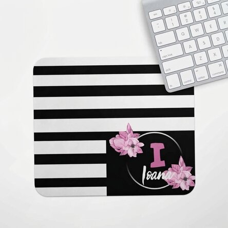 Tapis de souris personnalisé avec initiale et prénom - Magnolie