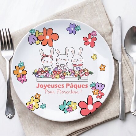 Assiette personnalisée avec inscription - Pâques