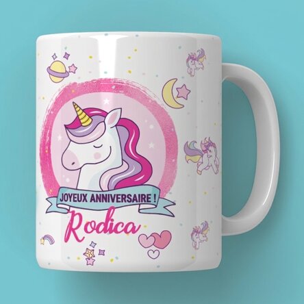 Tasse personnalisée avec texte - Licornes