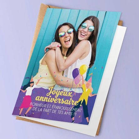 Carte de vœux personnalisée avec photo et texte - Joyeux anniversaire !