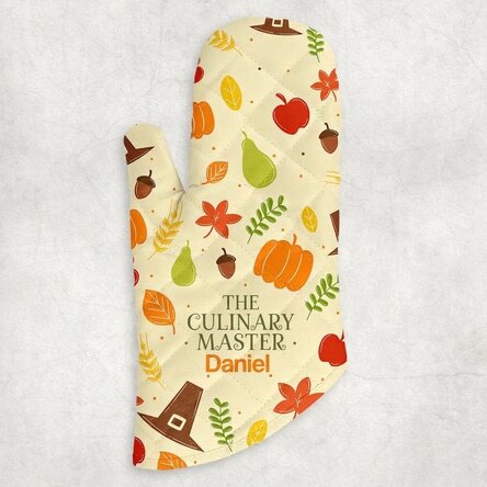 Personalised oven glove with text - Pumpkin