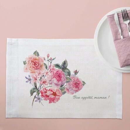 Support d'assiette personnalisé - Motif roses