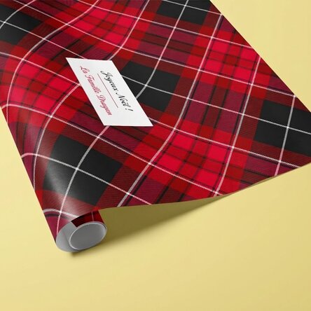 Papier d'emballage cadeau personnalisé avec texte encadré - Tartan