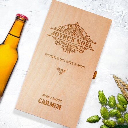 Caisse à bière personnalisée pour trois bouteilles - Vintage Christmas