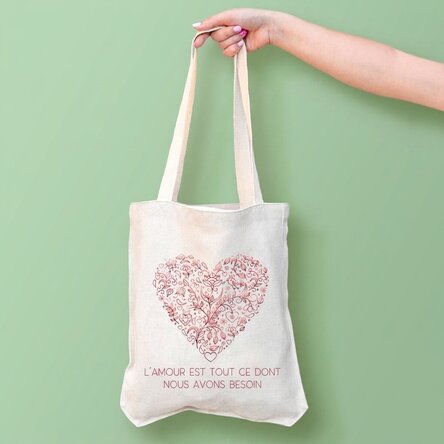 Sac personnalisé avec inscription - « Love is all we need »