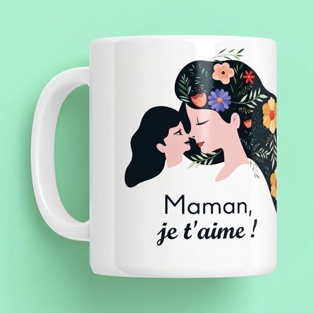 Tasse personnalisée avec le texte « Maman, je t'aime ! »