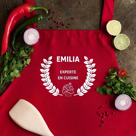 Tablier personnalisé avec texte - L'experte en cuisine