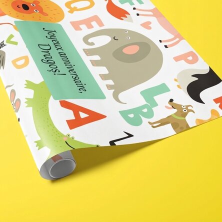 Papier d'emballage cadeau personnalisé avec texte - Animaux