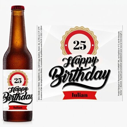 Bière personnalisée avec le texte « Happy birthday ! »