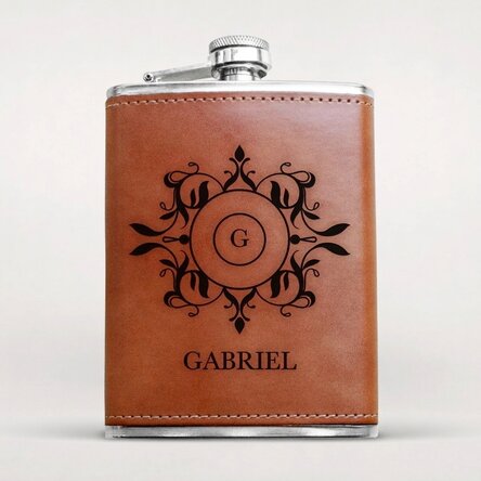 Flacon de poche personnalisé recouvert de cuir - Monogramme