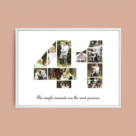 Personalised landscape canvas with 10 photos, model number 41, and text message