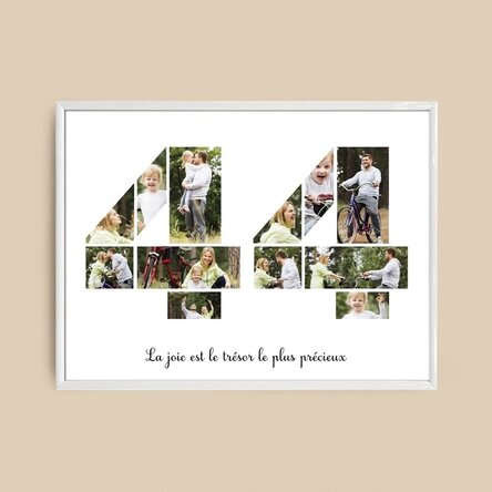 Tableau paysage personnalisé avec 12 photos, modèle n° 44, et un message