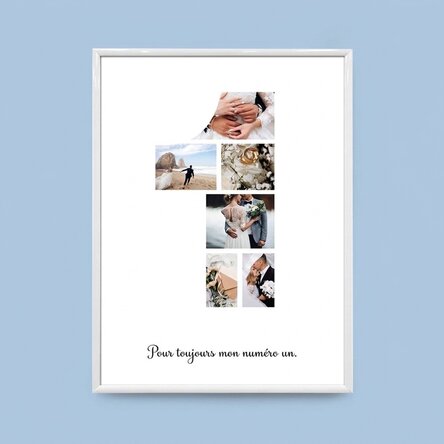 Tableau personnalisé avec 6 photos (modèle n° 1) et un message