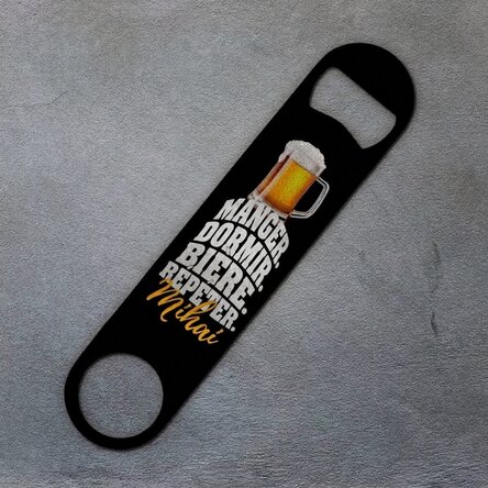 Ouvre-bouteille personnalisé avec inscription : « Eat. Sleep. Beer. Repeat »