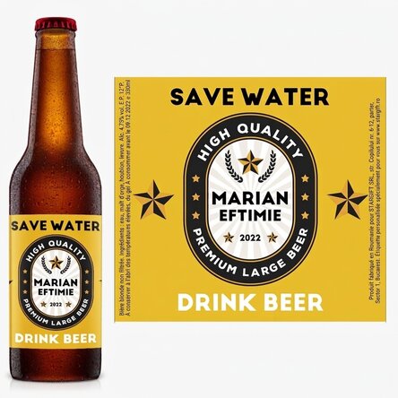 Bière personnalisée avec un message - Économisez l'eau, buvez de la bière