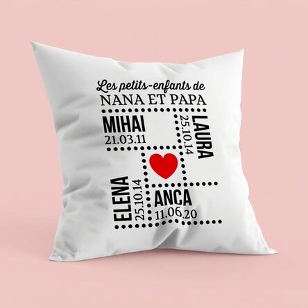Coussin personnalisé avec inscription - Petits-enfants