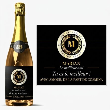 Vin mousseux personnalisé avec un message - Cadeau
