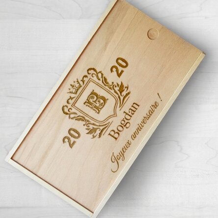 Coffret cadeau personnalisé en bois - Blason