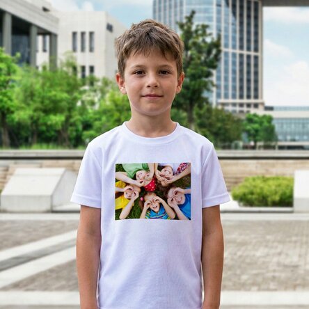 T-shirt de sport pour enfants personnalisé avec une photo au format paysage