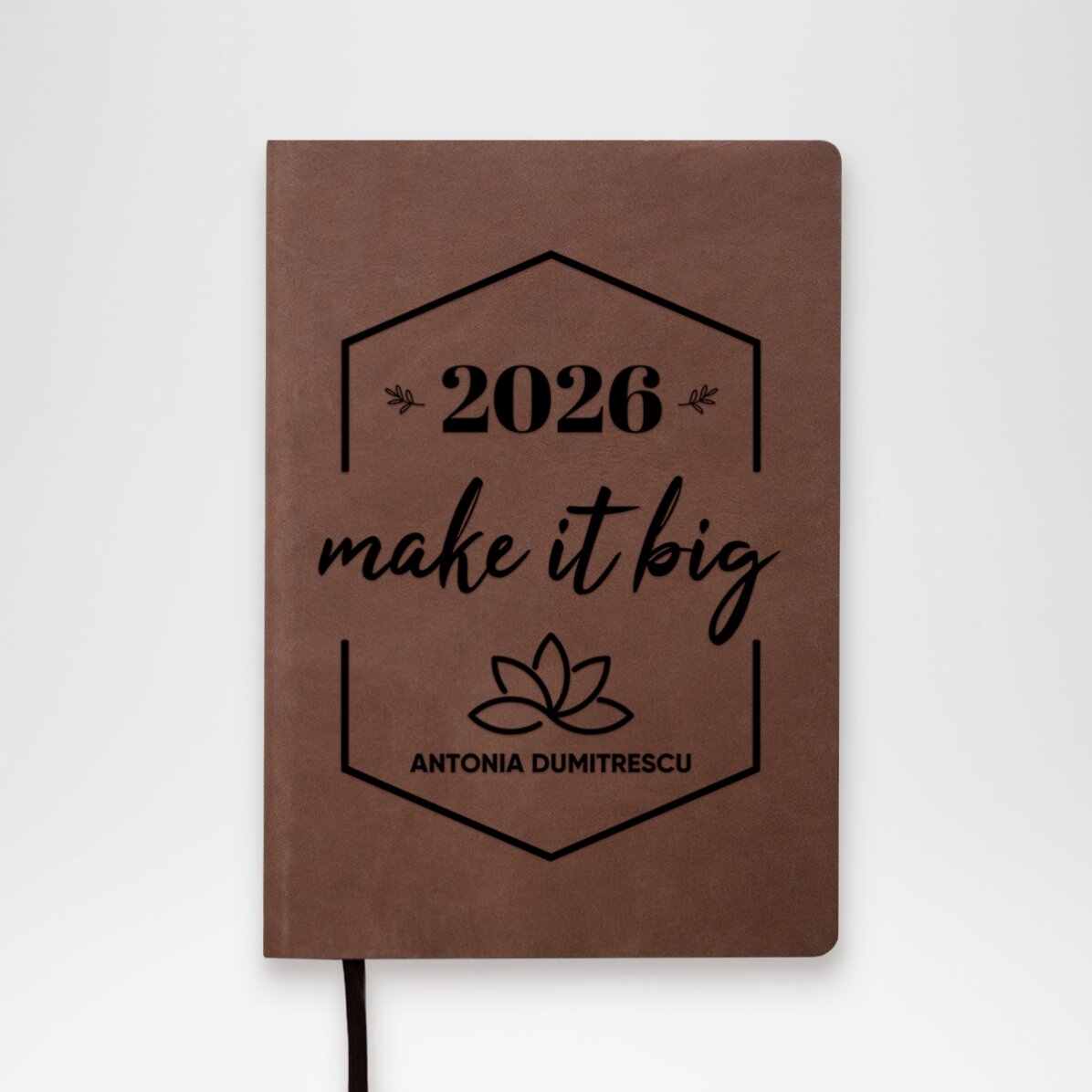Agenda en cuir personnalisé avec un message pour la nouvelle année