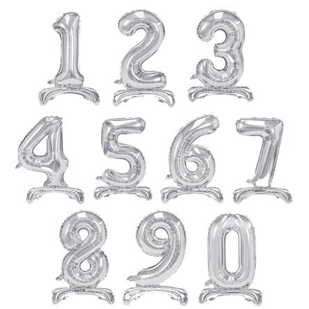 Ballons - Chiffres argentés de 70 cm avec support