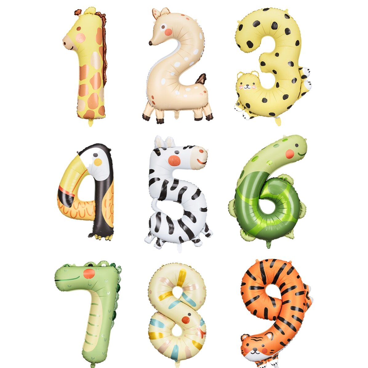 Ballons en forme de chiffres pour enfants - Petits animaux