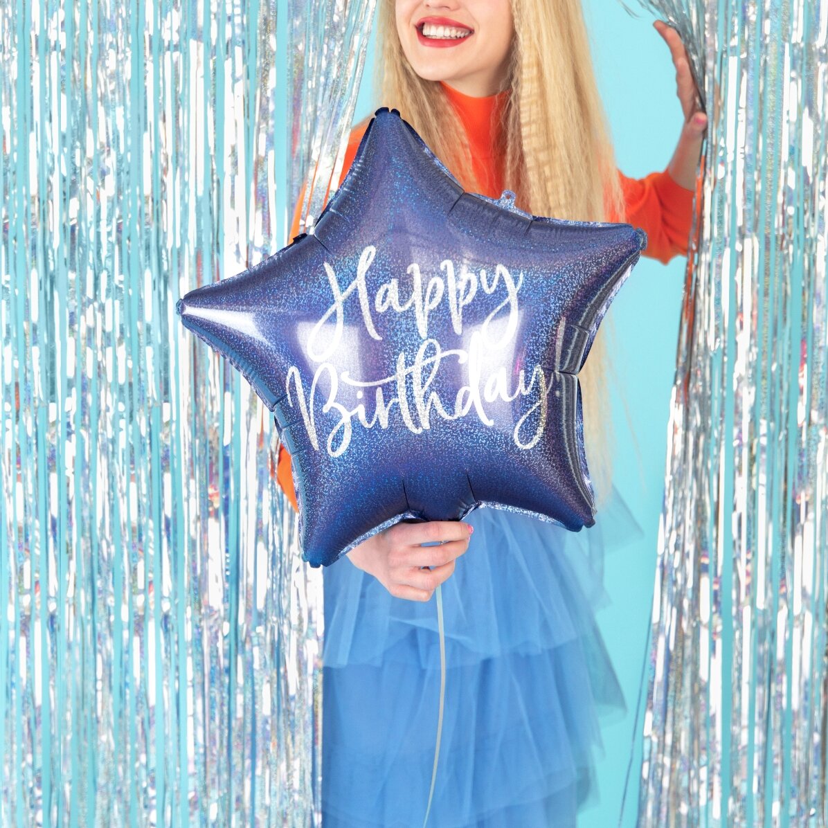 Ballon - étoile bleue « Happy Birthday »