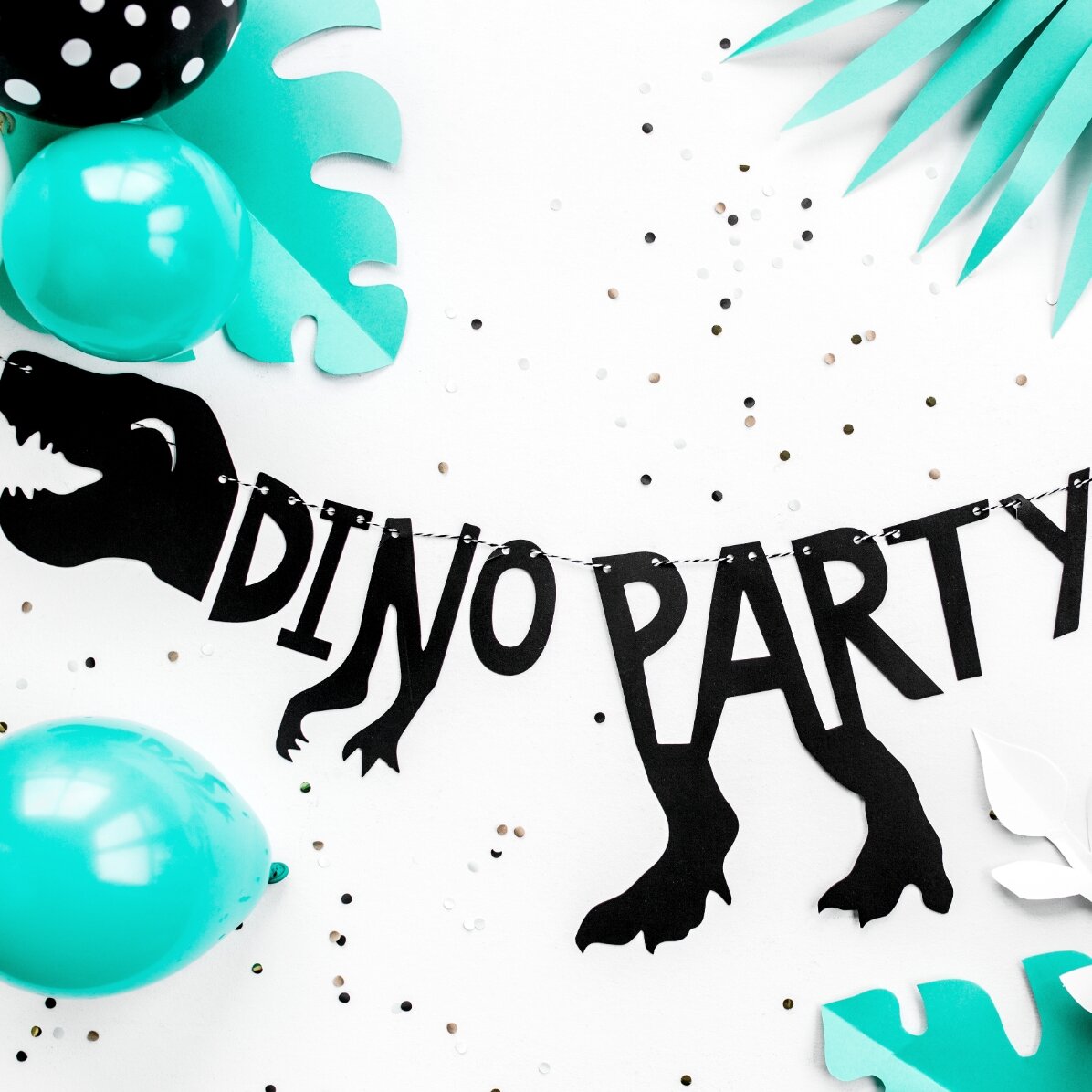 Bannière « Dino Party » sur le thème des dinosaures