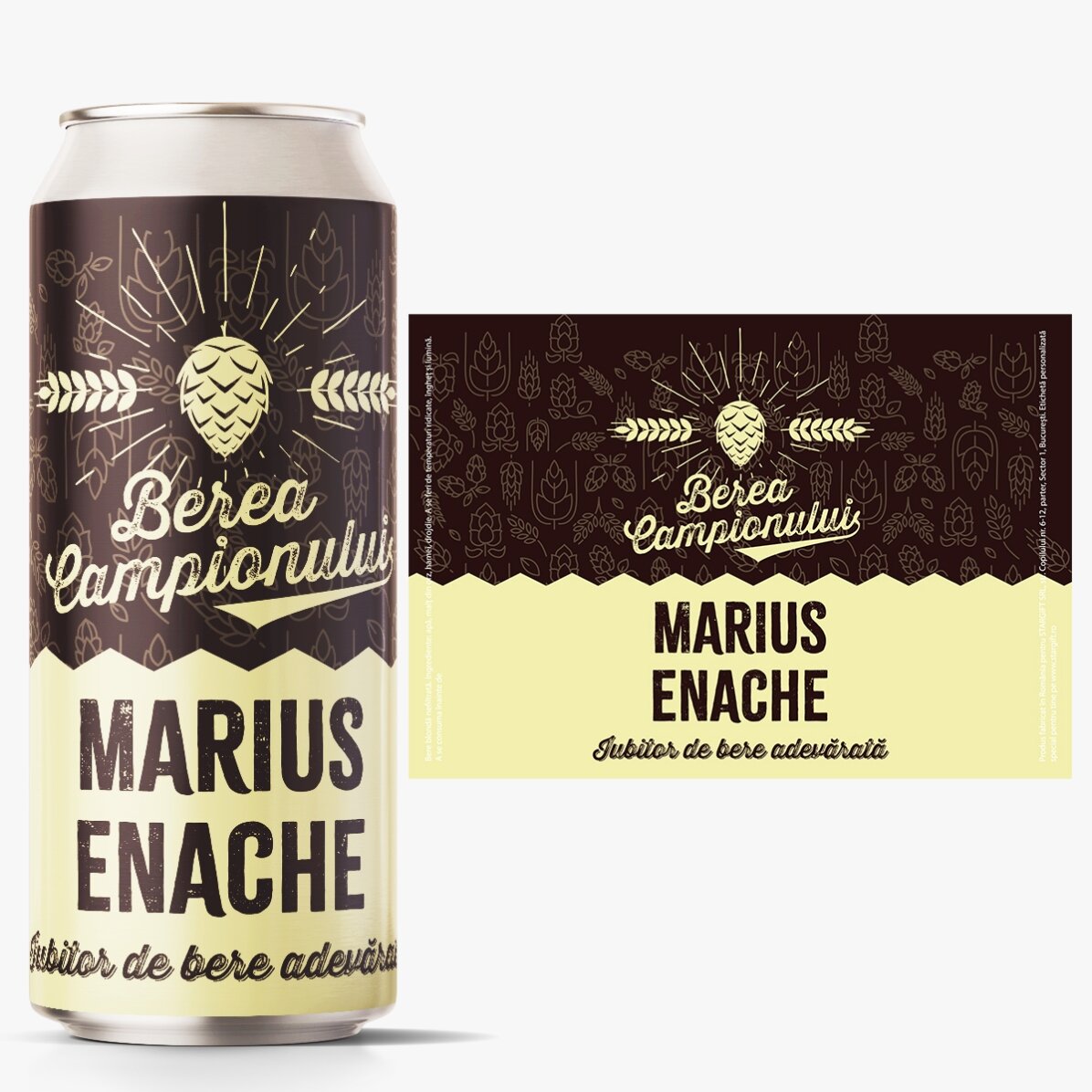 Bière en canette personnalisée avec un texte - La bière du champion